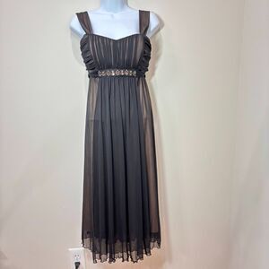 Connected Y2K Black Mesh Babydoll Dress 10 Midi Flowy Whimsigoth Dark Fairy